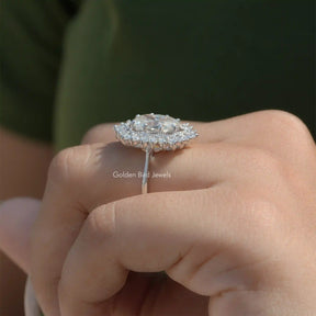 [Moissanite Vintage Ring Made Of Oval Cut & Round Cut Stones]-[Golden Bird Jewels]