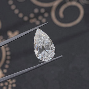 Front View Of Old Mine Pear Cut Loose Moissanite Stone