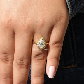 Old Mine Pear Shaped Moissanite Solitaire Ring
