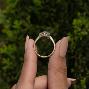 Old Mine Pear Shaped Moissanite Solitaire Ring