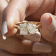Front View of Pear and Criss Cut Moissanite Toi Et Moi Ring In Finger