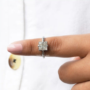 [Princess Cut Solitaire Moissanite Ring In 14k White Gold]-[Golden Bird Jewels]