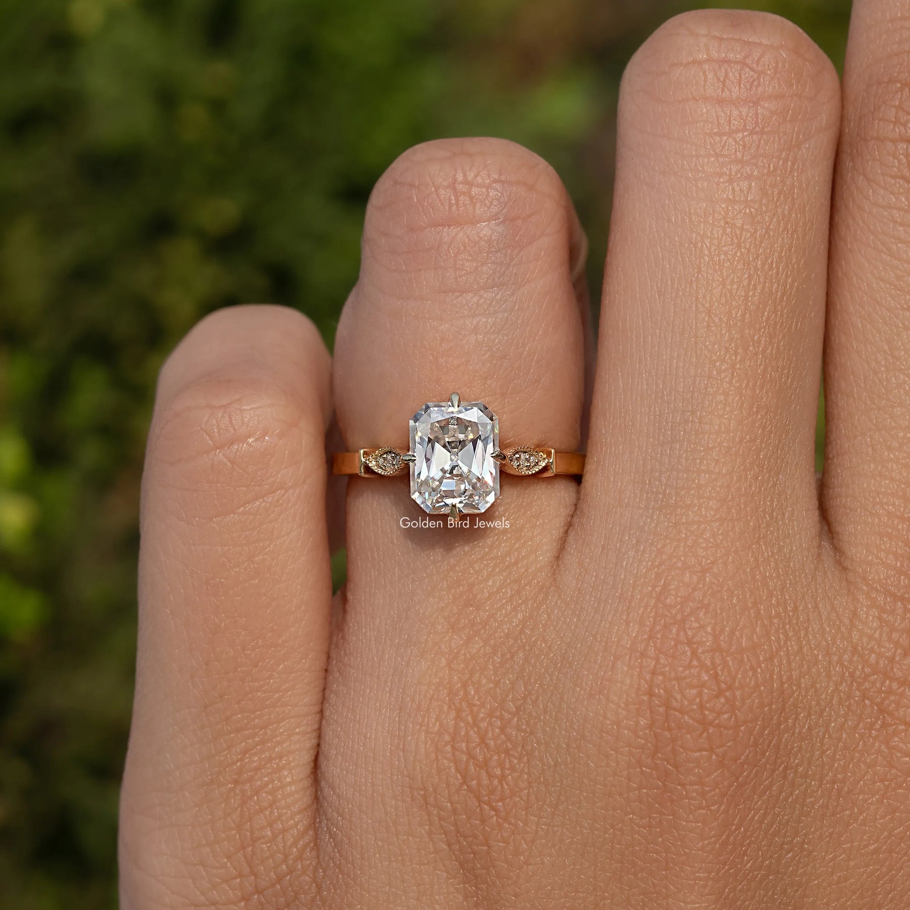Moissanite Old Mine Radiant Engagement Ring