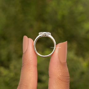 East West Set Old Moval Cut Moissanite Accent  Ring