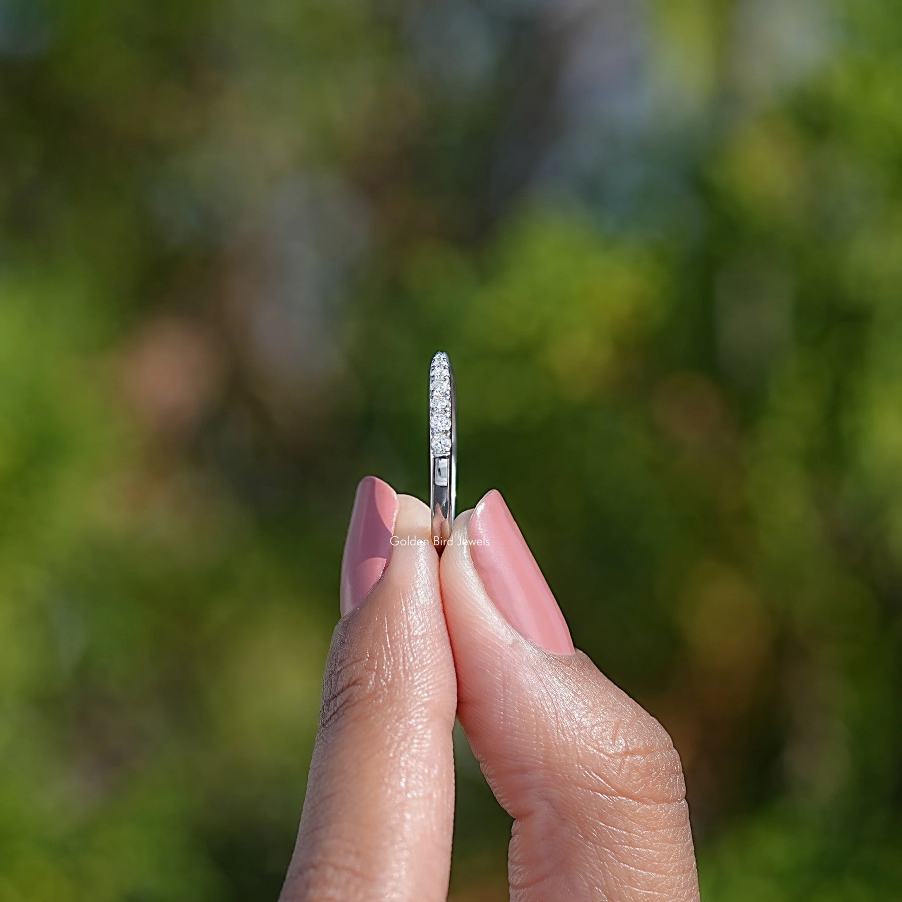 Round Moissanite Open Cuff Stacking Band