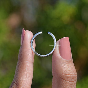 Round Moissanite Open Cuff Stacking Band