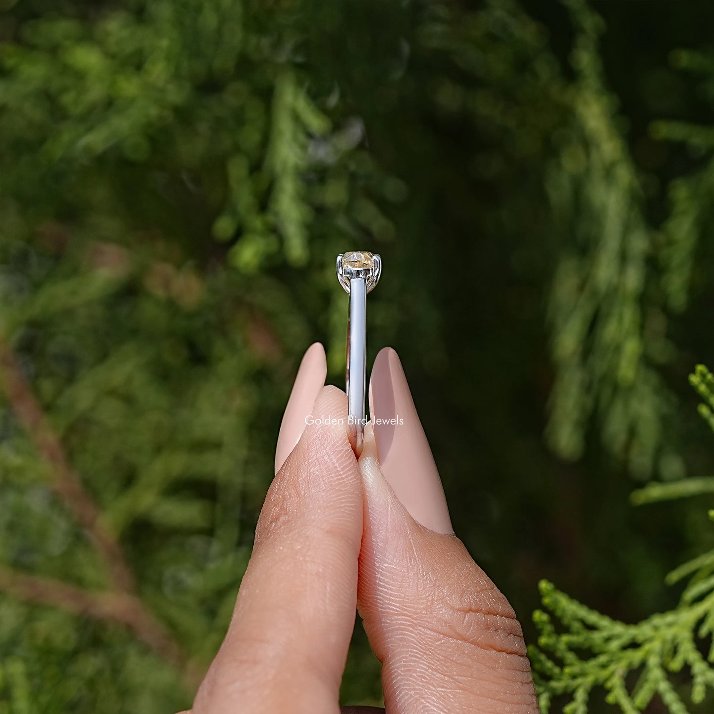 East-West Oval Cut Moissanite Gemstone Solitaire Ring
