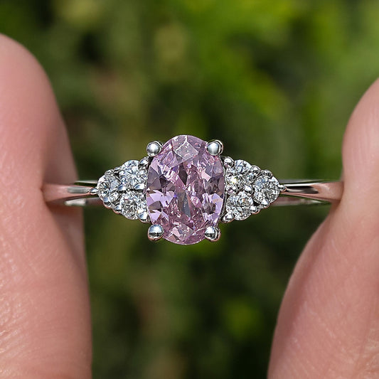 Pink Tourmaline Oval Gemstone Engagement Ring