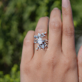 Oval Cut Moissanite Twisted Shank Bridal Ring Set