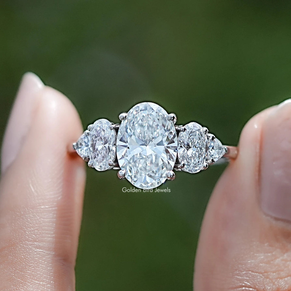 Oval And Trillion Lab Diamond Five Stone Ring
