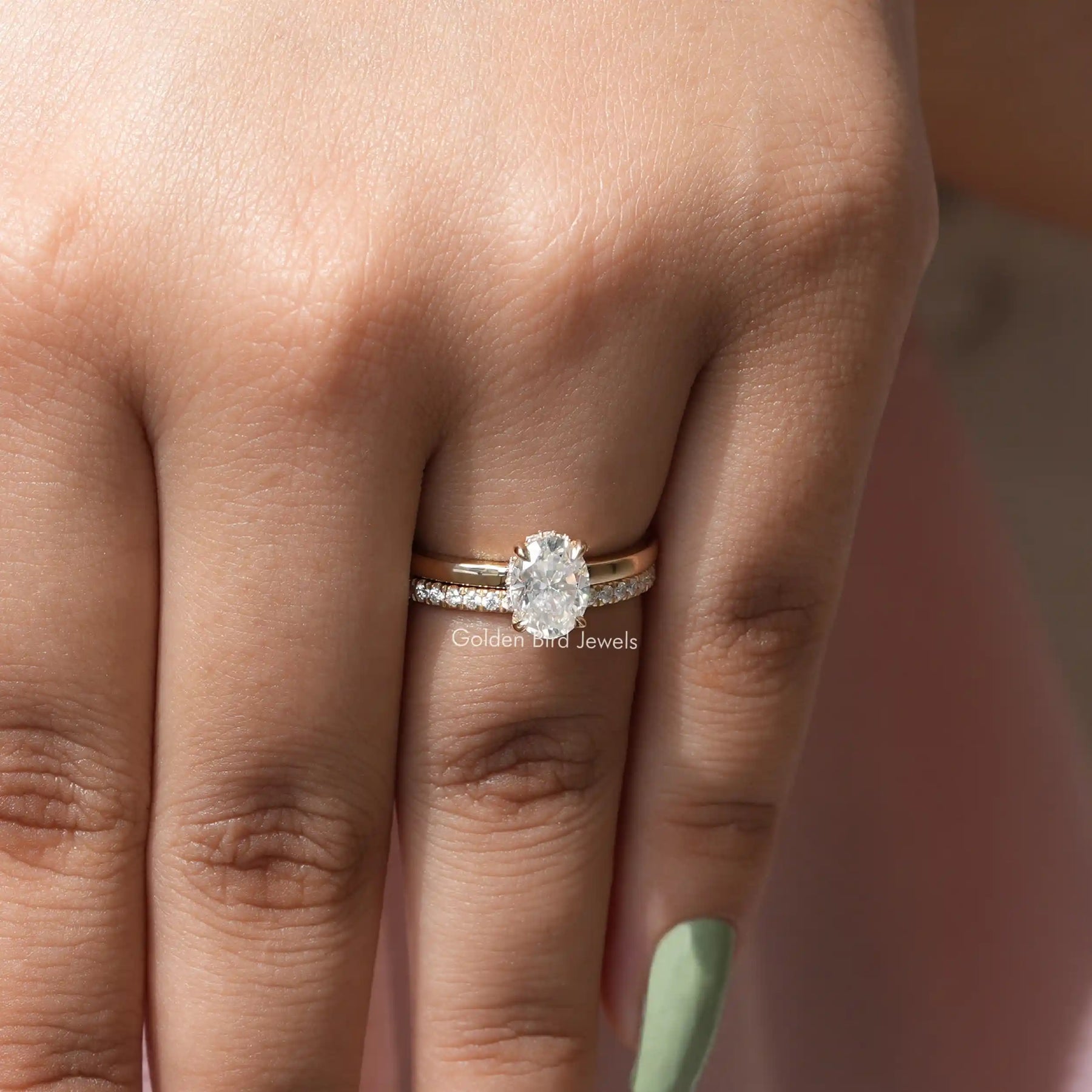 Oval Cut Moissanite Bridal Ring Set