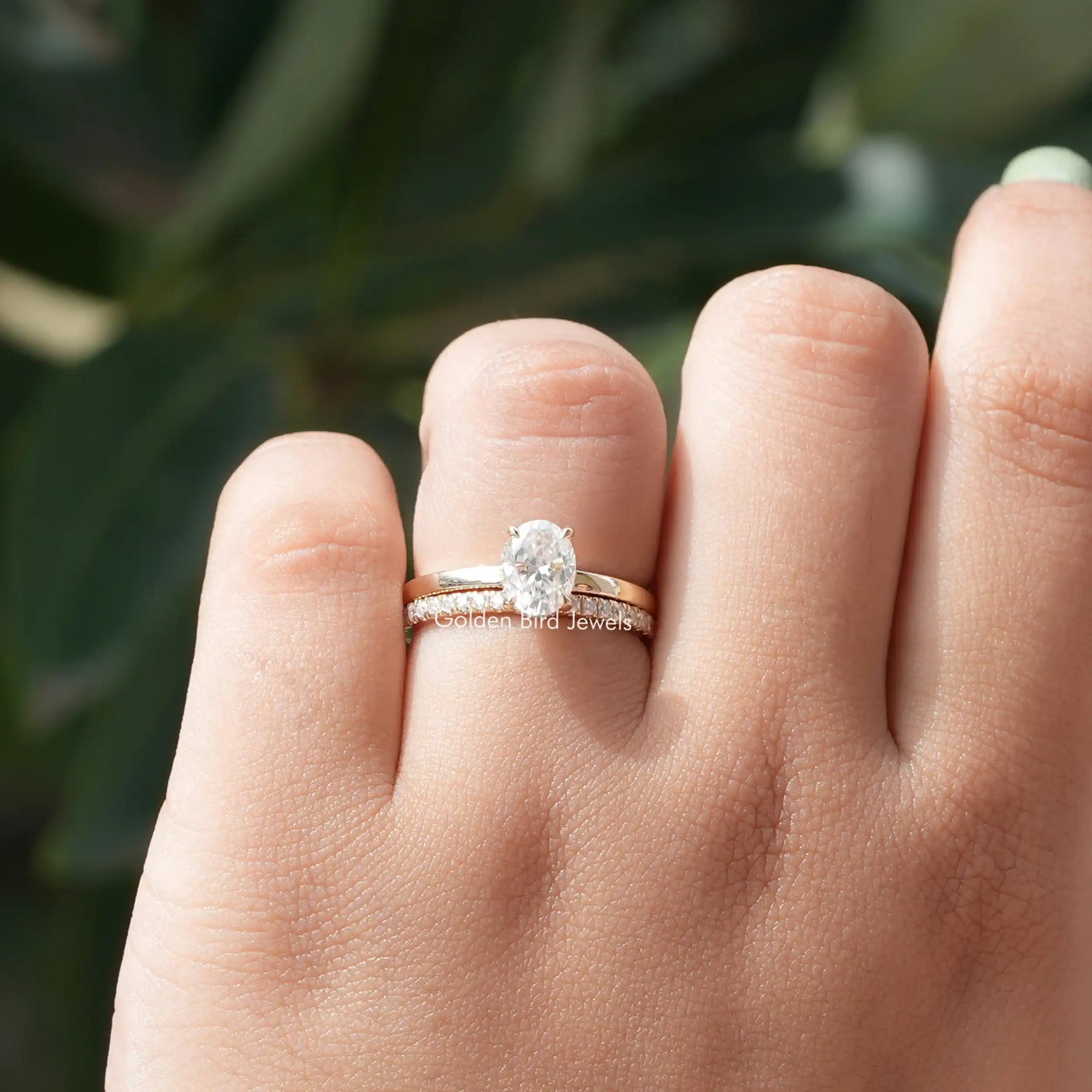 Oval Cut Moissanite Bridal Ring Set