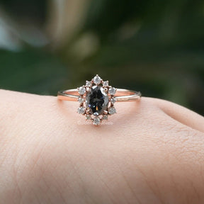 [Oval cut  halo engagement ring set in four prongs]-[Golden Bird Jewels]