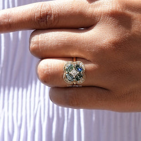 Oval Cut Halo Moissanite Engagement Ring In finger