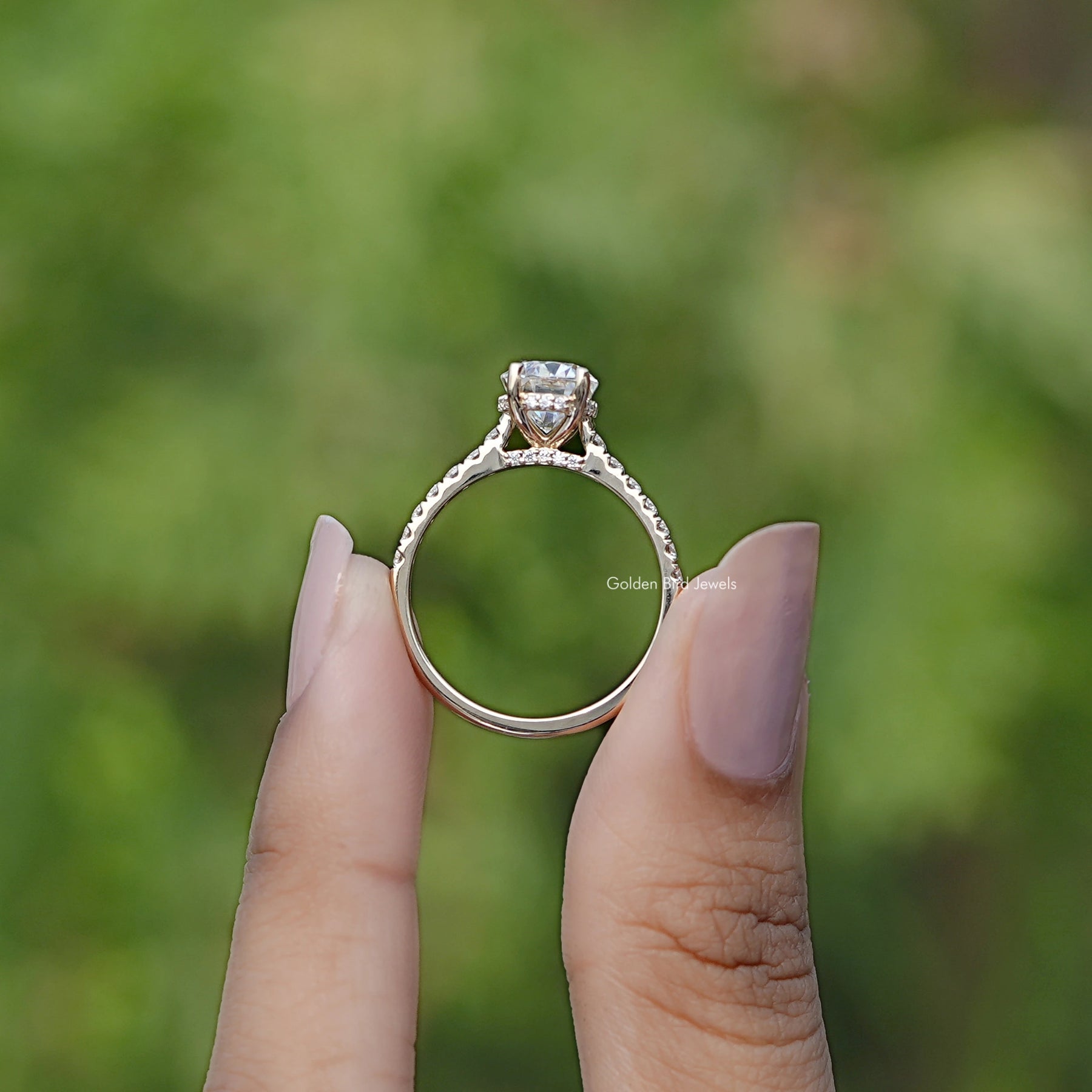 Back View Ring Oval Moissanite Bridge Accent Ring