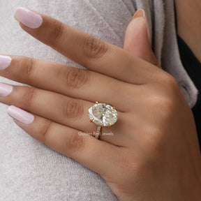View of Oval Cut Moissanite Engagement Ring In Yellow Gold