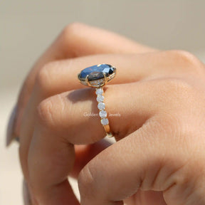 [Moissanite Oval Cut Engagement Ring]-[Golden Bird Jewels]
