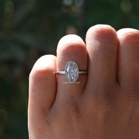 Moissanite Old Mine Oval Cut Solitaire Ring In finger