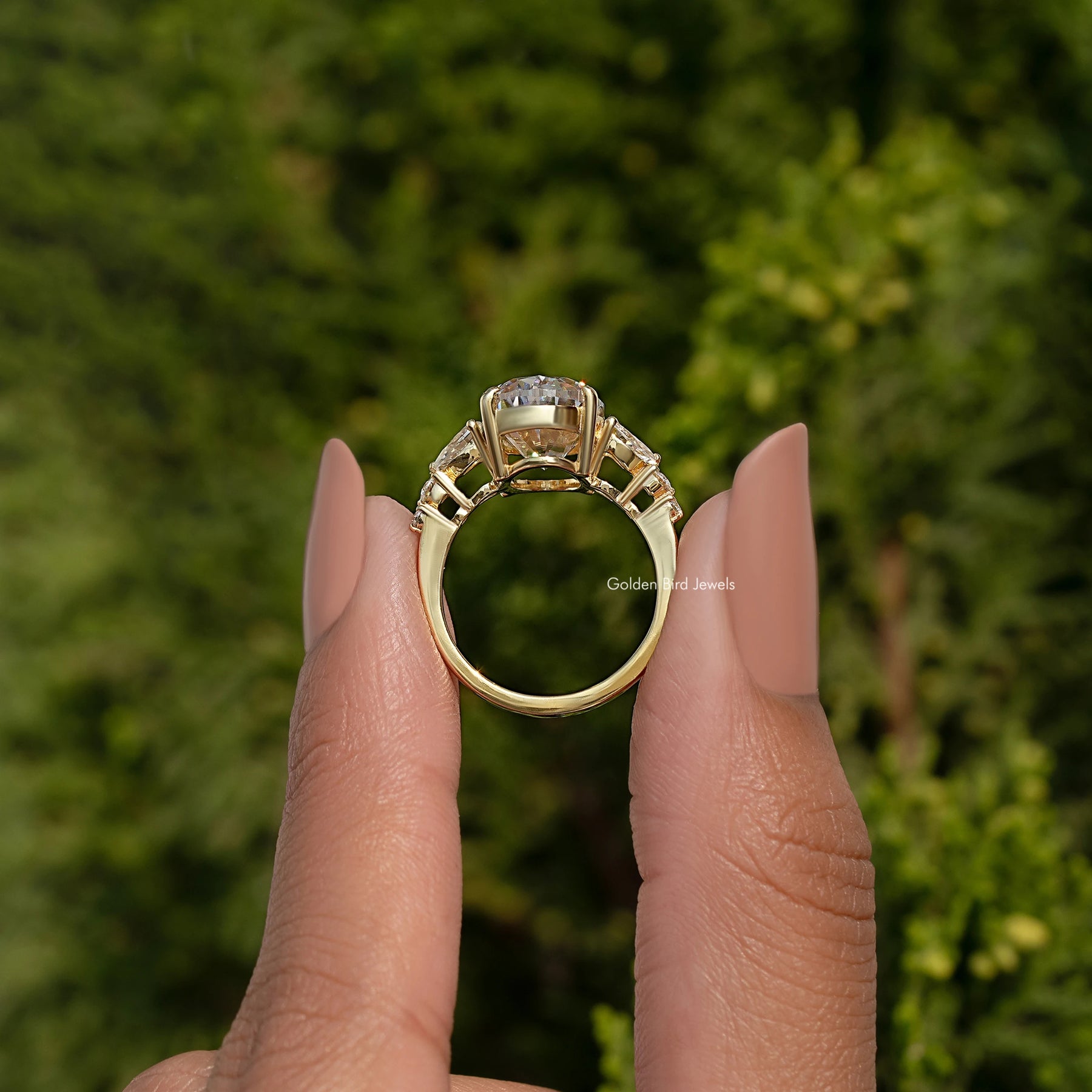 Oval Cut Moissanite Cluster Engagement Ring