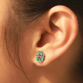 View of a Moissanite Floral  Earrings