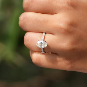 Hidden Halo Oval Cut Moissanite Ring In White Gold