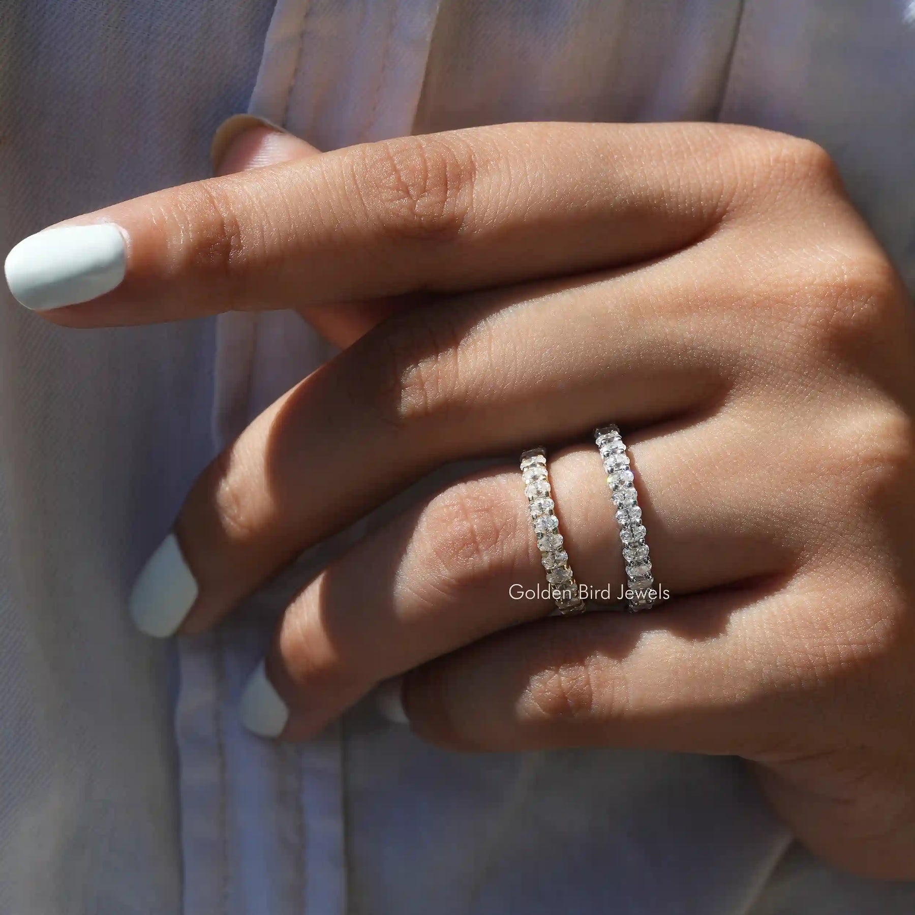 [This oval cut wedding matching band made of oval cut stones]-[Golden Bird Jewels]