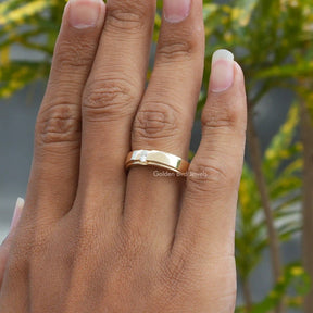 [Colorless moissanite men's ring made in yellow gold & vvs clarity moissasnite at golden bird jewels]