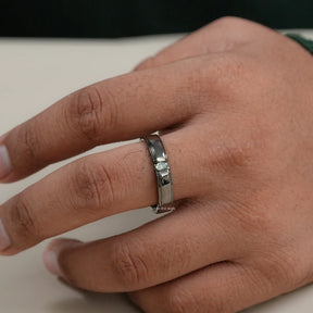 View of Oval cut moissanite men's Wedding Ring 