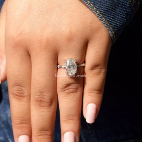 View of Oval Cut Moissanite Engagement Ring In finger