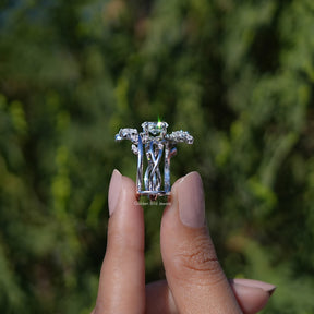 Oval Cut Moissanite Twisted Shank Bridal Ring Set