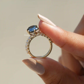 [Moissanite Hidden Halo Ring Crafted With Accent Stones]-[Golden Bird Jewels]