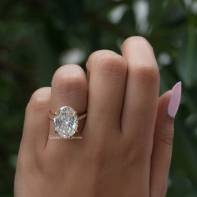 View of Oval Cut Moissanite Engagement Ring In finger