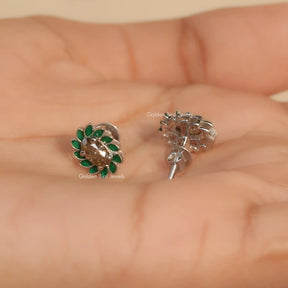Front and Back Side View of Solitaire stud earrings crafted in moissanite 