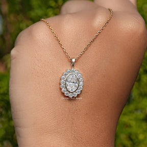 Oval Shaped Moissanite Halo Pendant