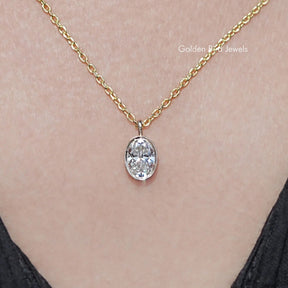 Oval Cut Moissanite Solitaire Pendant