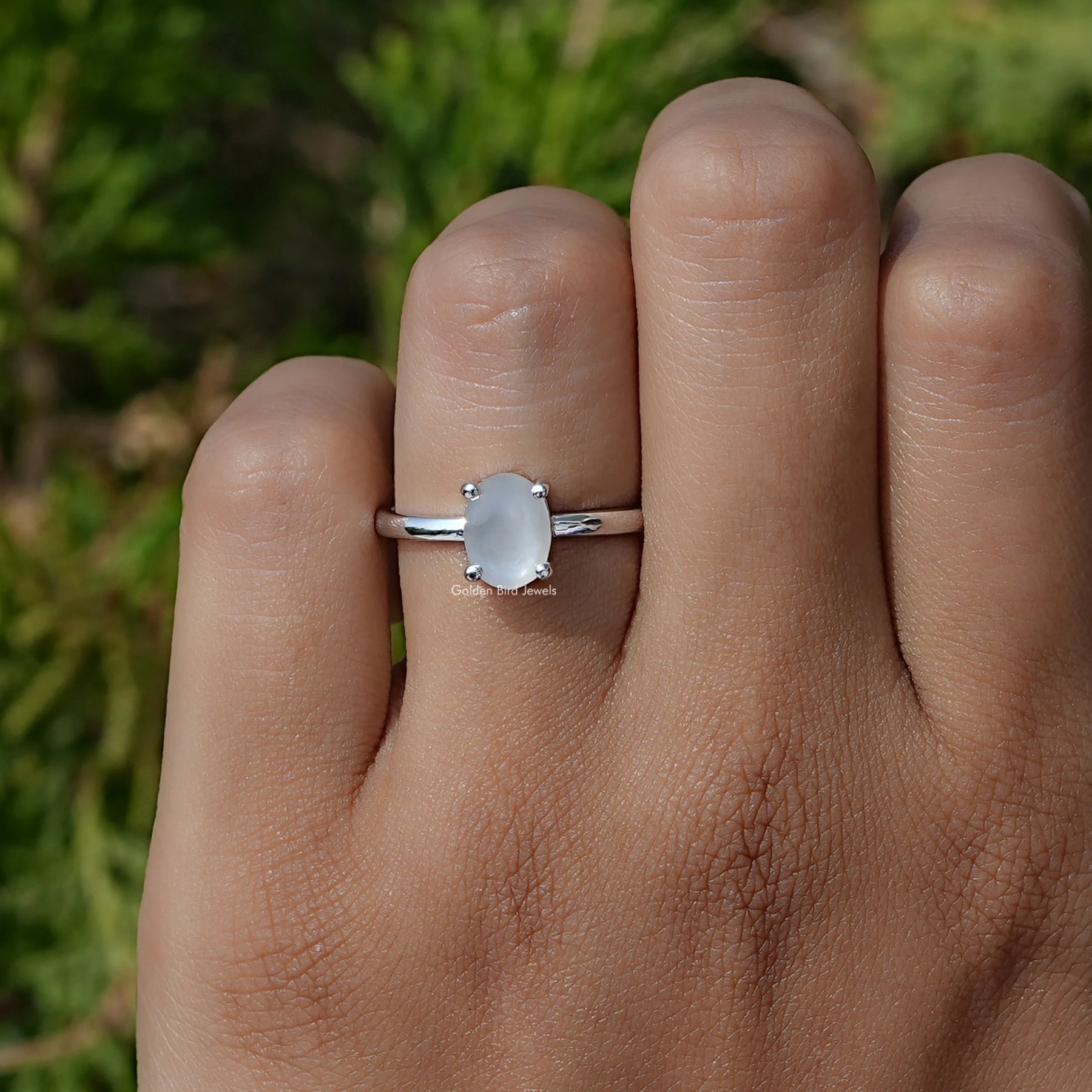 Oval Moonstone Gemstone Ring