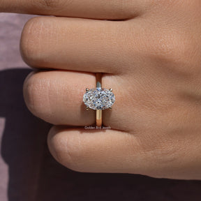 Oval Shape Lab Diamond Solitaire Engagement Ring