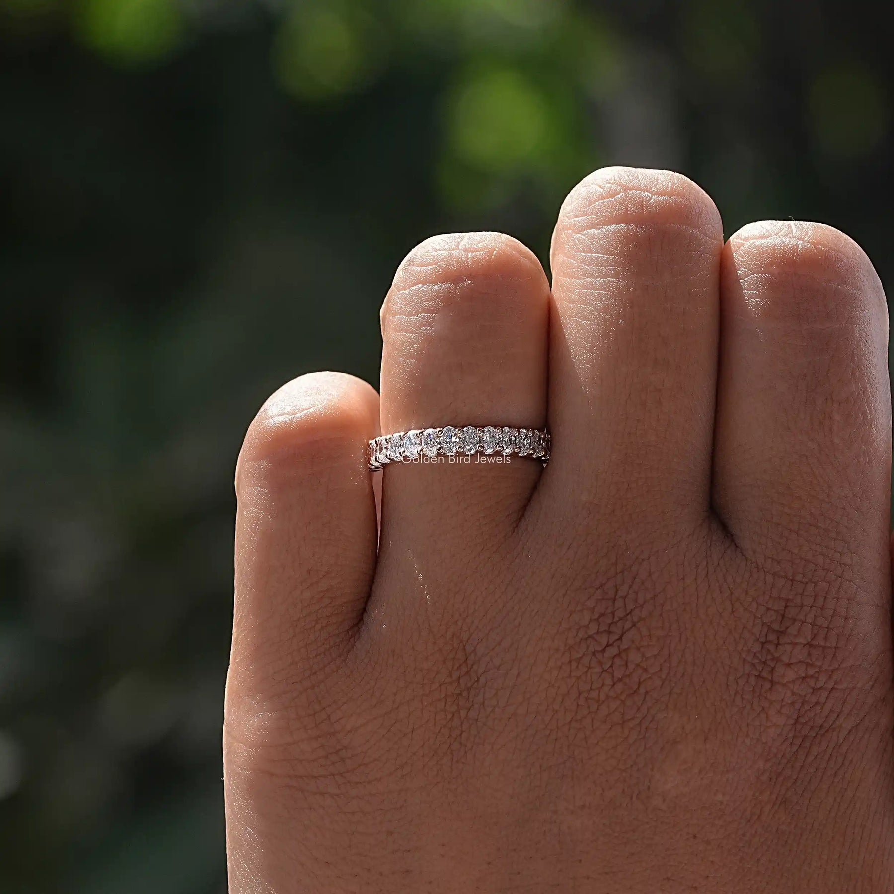 Oval Cut Diamond Half Eternity Band 950 Platinum 4.00