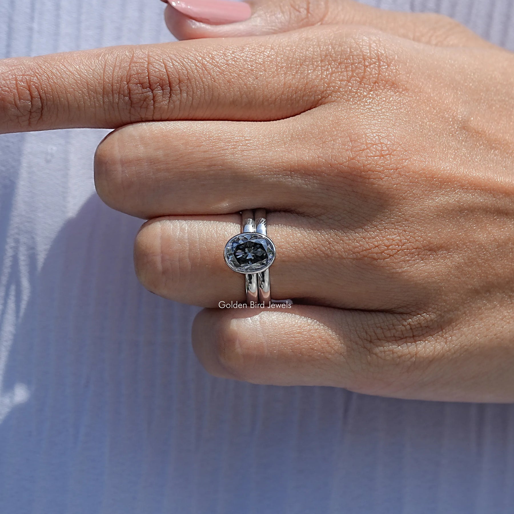 Oval Shaped Moissanite Bridal Wedding Ring Set