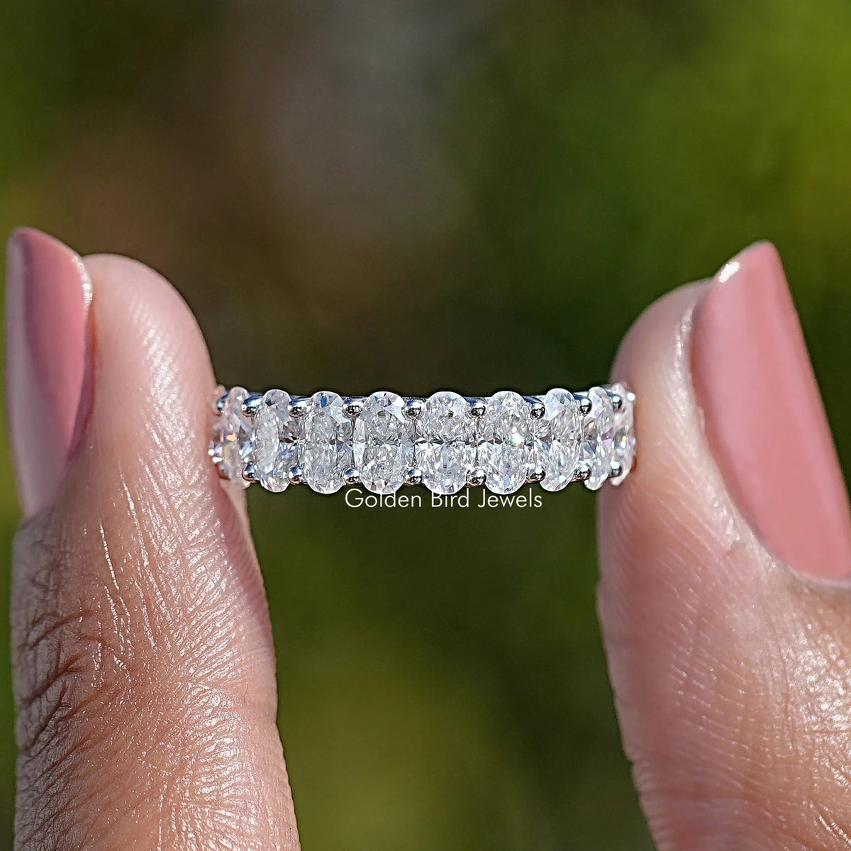 Oval Shaped Moissanite Half Eternity Band