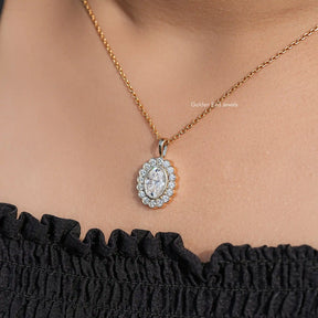 Oval Shaped Moissanite Halo Pendant