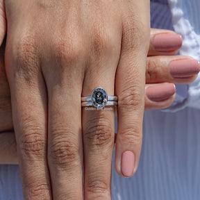 Oval Shaped Moissanite Bridal Wedding Ring Set