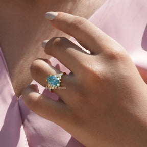 [Four Prong Setting Moissanite Engagement Ring ]-[Golden Bird Jewels]