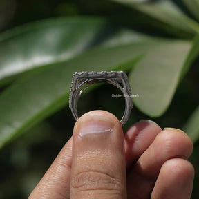 Back View of Round Diamond Men's Ring In two fingers