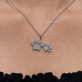 Paw Shaped Round Cut Lab Diamond Pendant