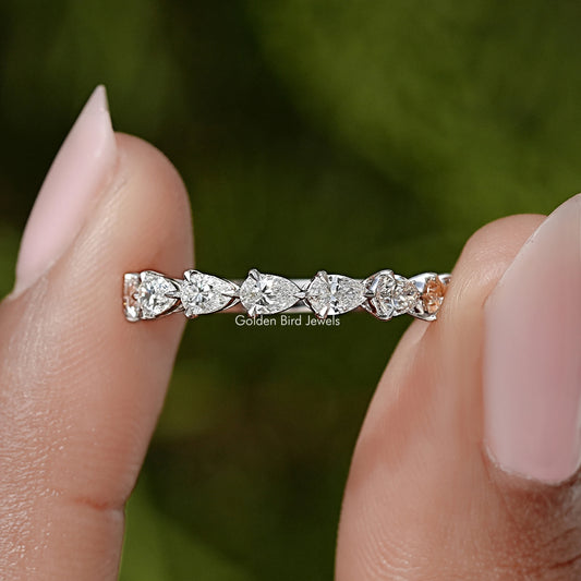 Pear Cut Lab Diamond Eternity Wedding Band