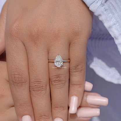 Pear Cut Moissanite Solitaire Engagement Ring