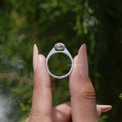 Pear Cut Moissanite Diamond Halo Engagement Ring