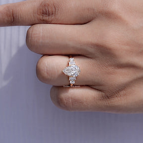 Pear And Baguette Cut Lab Diamond Five Stone Ring