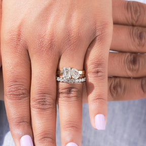 View of Pear and Criss Cut Toi et Moi Moissanite Ring In Finger